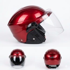 LS2 Unisex half helmet (shine red)